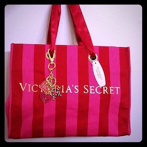 Victoria's Secret canvas tote bag w/ charms, BNWT